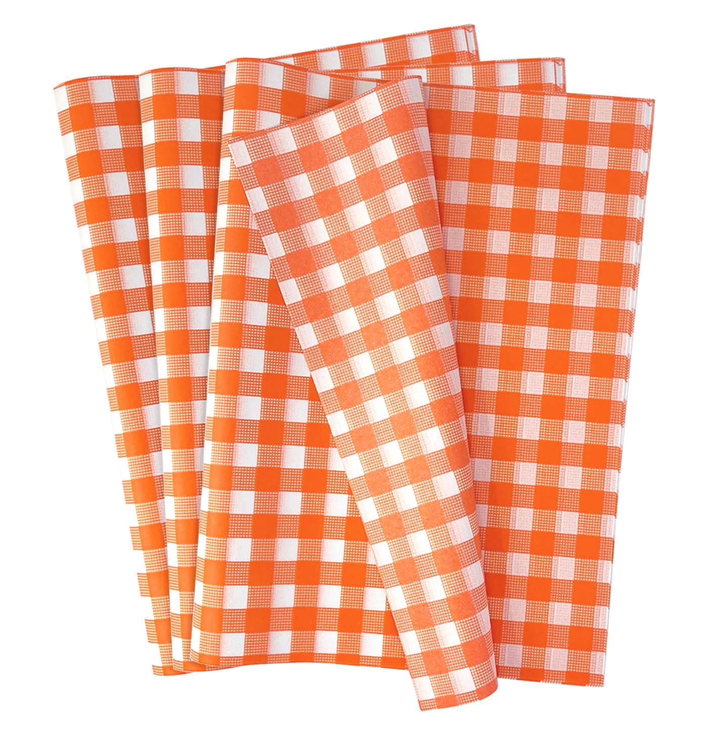 MUNILAIL 100 Sheets Gingham Tissue Paper 14 x 20 Inches Orange and White Checkered Tissue Paper for Gift Bags Bulk Wrapping Paper Gift Paper Tissue for Birthday Gift Packing Crafts