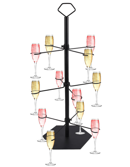 Load image into Gallery viewer, 12 Drinks Cocktail Tree Stand 3 Tier Metal Drinks Party Display Stand for Martini Margarita Cups Tasting Wedding Bridal Shower PartyBlack
