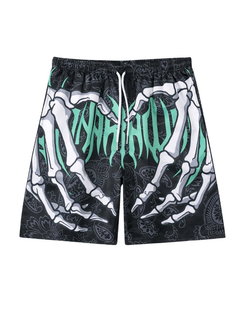 Load image into Gallery viewer, SHENHE Mens Y2K Graphic Shorts Goth Ghostface Skeleton Shorts Streetwear Rave Bandana Paisley Shorts Dark Black S

