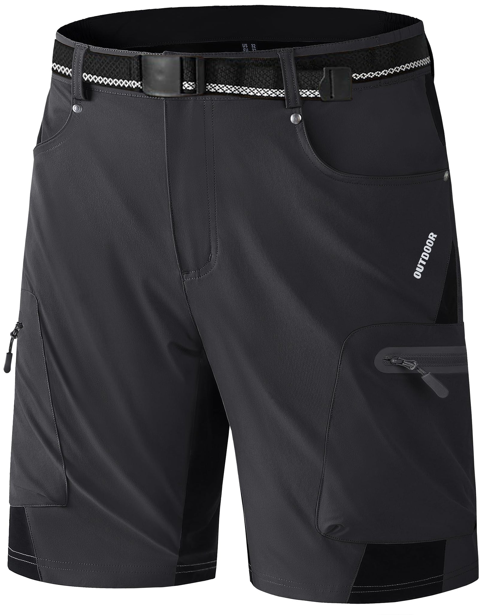 KEFITEVD Mens Hiking Cargo Shorts Quick Dry Outdoor Travel Shorts Lightweight Summer Casual Fishing Golf Work Shorts with Pockets Black