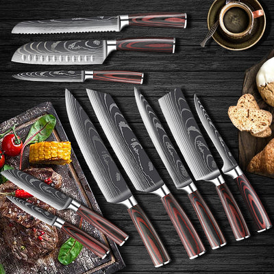 Juego de cuchillos con accesorios de cocina