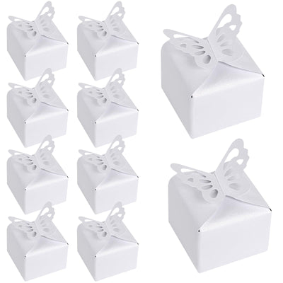 VGOODALL 50PCS Small Favor Boxes Bulk 3D Butterfly Candy Boxes White Baby Shower Favor Boxes for Wedding Birthday Party Gift Treat Box