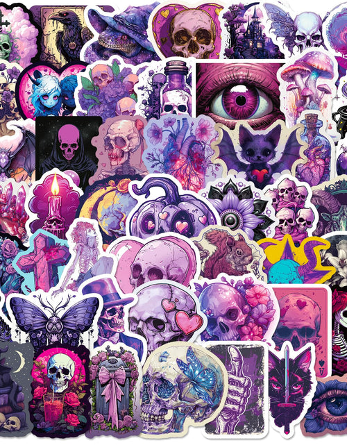 Load image into Gallery viewer, 100 Pcs Cool Goth Stickers Decals PackGoth Scary Decor StickersHalloween Horror Skull Waterproof Stickers Laptop Phone Skateboard Stickers for Kids Teens Girls and BoyG

