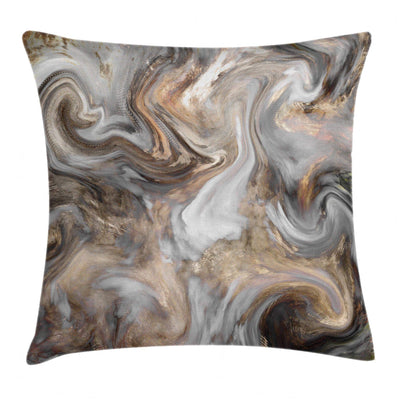 Ambesonne Housse de coussin décorative motif marbre - Couleurs rétro effet pinceau - Texture marbre - Aquarelle - 40 x 40 cm - Marron sable et gris pâle