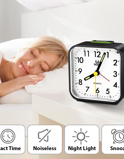 Load image into Gallery viewer, LED Desk Alarm Clock Nightlight Snooze Quiet Non Ticking Battery Powered Bedroom
