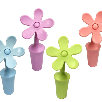 Flycheers Flower Bottle StoppersWine Stoppers Silicone Bottle Stopper Sun flower Shape Wine Plug for Champagne Beverage Beer Wine Stoppers (4 piece)