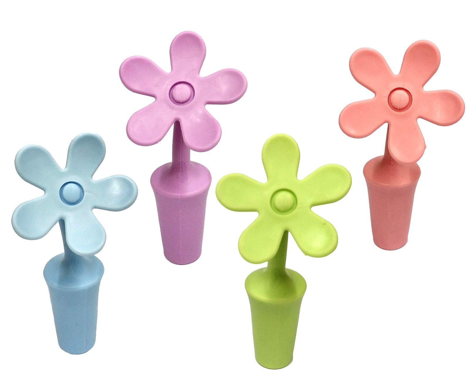 Flycheers Flower Bottle StoppersWine Stoppers Silicone Bottle Stopper Sun flower Shape Wine Plug for Champagne Beverage Beer Wine Stoppers (4 piece)
