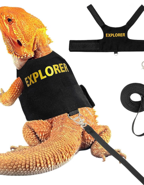 Load image into Gallery viewer, Bearded Dragon Harness and Leash Set - Adjustable Lizard Traction Rope Escape Proof Outdoor Walking Training Leash Reptile Explorer Costume Accessories for Bearded Dragon Lizard Small Pets
