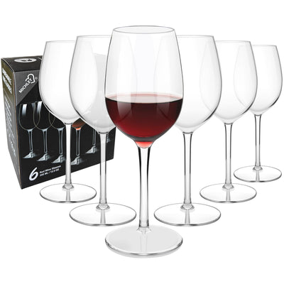 MICHLEY Floating Wine Glasses for Pool Unbreakable Tritan Plastic Red Wine Glasses with Stem Poolside Floating Cups 12.5 OZ Dishwasher Safe Set of 6