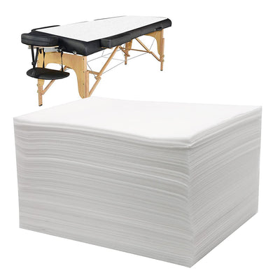 Bozikey 100PCS Massage Table Sheets Disposable Bed Sheets for Massage Table Spa Bed Covers for Esthetician Tattoo Waxing Lash Bed Salon Table Non-Woven Fabric 71" x 31" (White)