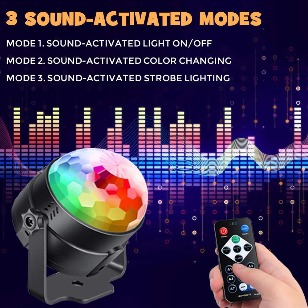 Luces de discoteca, estroboscópicas, LED, bola de DJ, bombilla activada por sonido, lámpara de decoración para baile