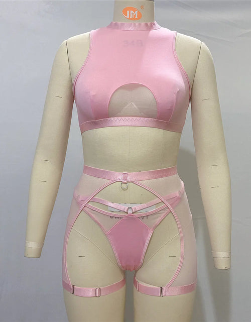 Load image into Gallery viewer, Fashionable Black Wireless Lingerie Set - 3 Pieces
