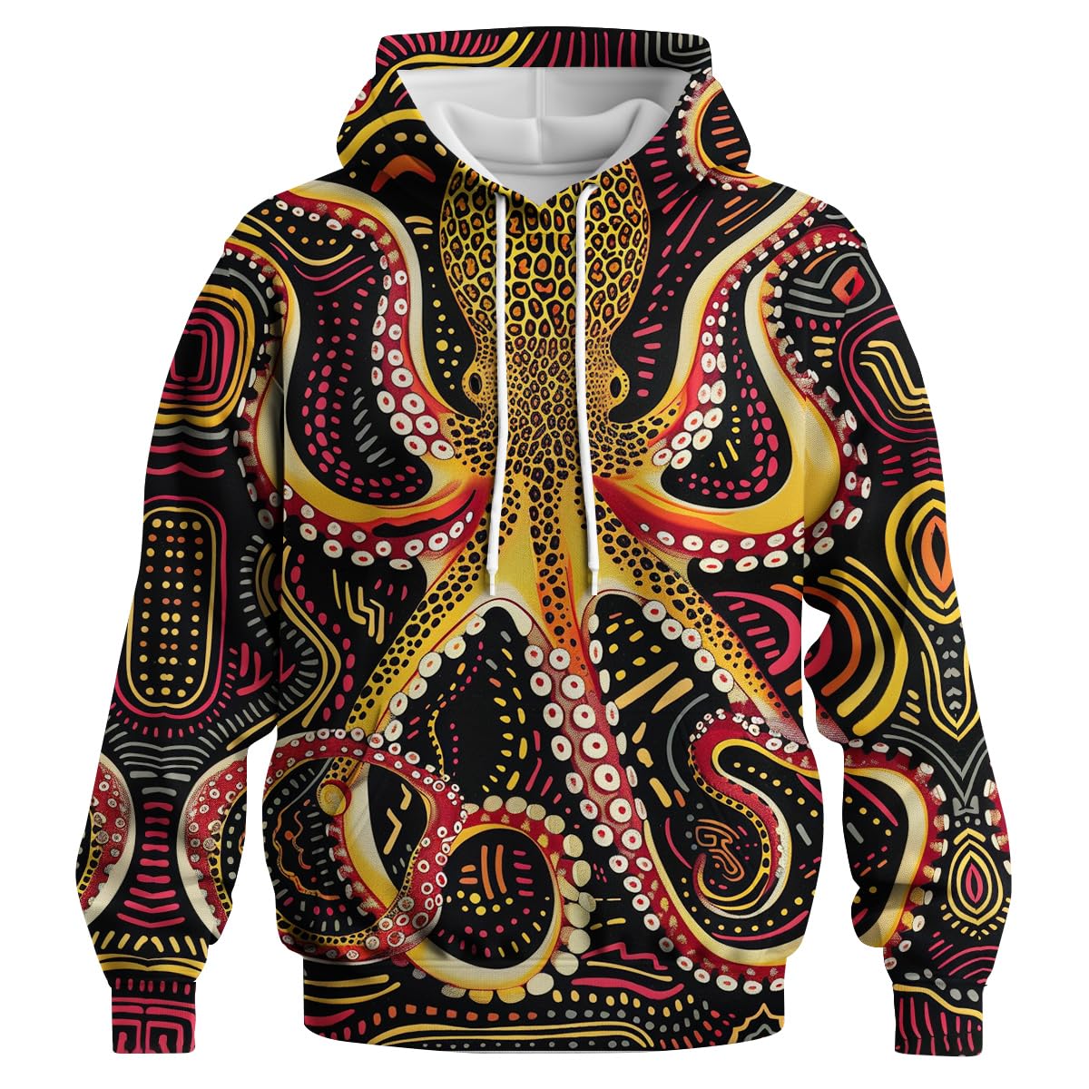GHUALURU Unisex Cool Octopus Print Hoodies Sweatshirts Novelty Graphic Hooded Pullover Long SleeveMulticolor O1XL