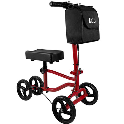 Knee ScooterEconomical Foldable Steerable Knee Walkerfor Adults Foot SurgeryInjured Ankle Recovery Scoote(Red-Standard Version)