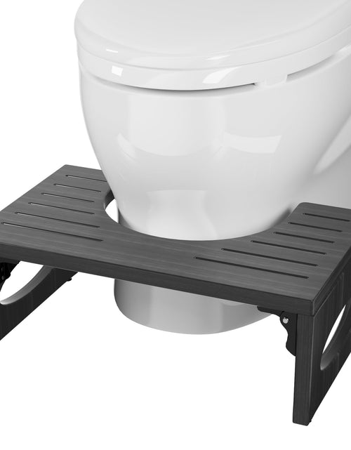 Load image into Gallery viewer, Foldable Toilet Stool 7 Inch Bamboo Poop Stool Bathroom Step Stool Squat Toilet Stool Squat Adult (Black)

