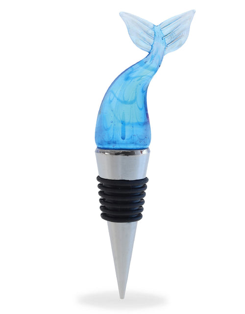Load image into Gallery viewer, Cheers Mermaid Tail Glass Wine Stopper - Elegant Vacuum Seal Reusable Nautical Ocean Life Wine Bottle Stopper Airtight Leak Proof Bottle Topper Cork Plug Cute Home Decor &amp; Bar Tool Accessory Gift

