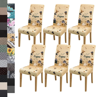 BIETYONE Dining Chair CoverDining Room Chair Covers Set of 6Stretch Kitchen Chair CoverWashable Dining Chair CoverParsons Chair Slipcovers Protectivefor HomeRestaurantBanquet(Coffee Life)