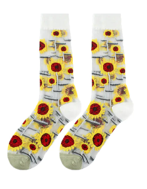 Load image into Gallery viewer, Fashionable Thin Mid Tube Flower Forest Glass Stockings
