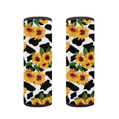ENLACHIC Kids Car Seat Belt Cover Cute Cartoon Animal Print Baby Car Seat Strap Pads Infant Car Seat Protector Car Accessories Universal All CarsSunflower Cow Print