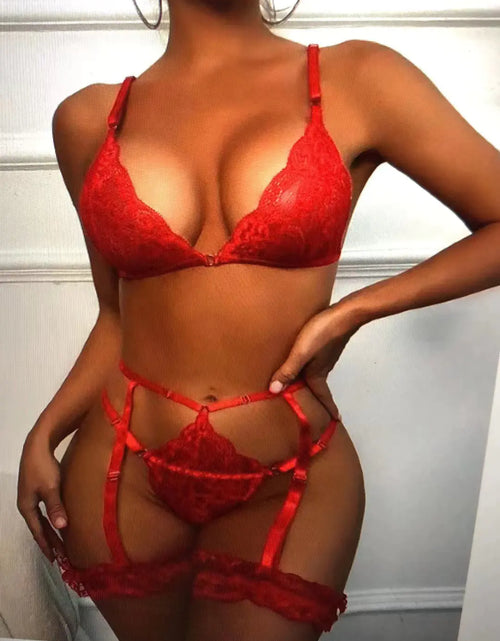 Charger l'image dans la visionneuse de galerie, Ensemble de Lingerie Sexy pour Femme avec Dentelle Entrecroisée
