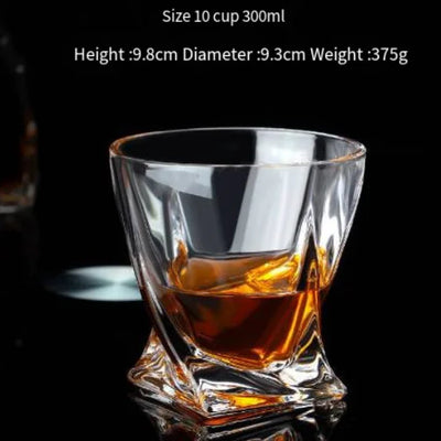 Gold-Rimmed Twisted Whiskey Glasses Set Of 4