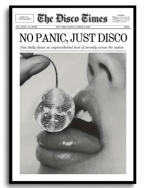 Load image into Gallery viewer, Bwodke Trendy NewsPaper Poster Wall Art Retro Cherry Disco Ball Black And White Girly Preppy Canvas Prints Magazine Pictures Bar and Party Aesthetic Decor Painting Barthroom Bedroom Dorm

