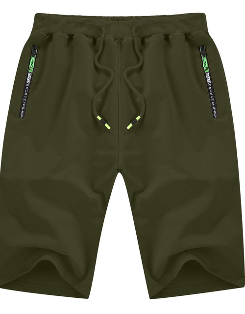 Load image into Gallery viewer, YTD Mens Shorts Casual Classic Fit Drawstring Summer Beach Shorts with Elastic Waist and Pockets L Army Green
