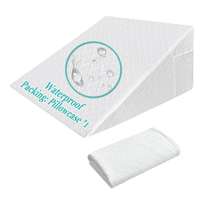 Funda de almohada de cuña 25x24x12 Funda de almohada de cuña para cama Funda de almohada de cuña triangular para dormir Fundas de almohada impermeables Protector con cremallera y bolsillo (solo funda de almohada de cuña impermeable)