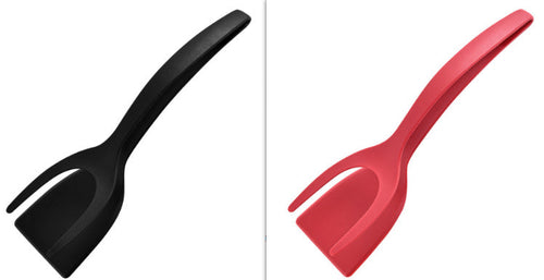 Cargar imagen en el visor de la galería, Pinzas 2 en 1 para sujetar y voltear huevos, pinzas para espátula, pinzas para panqueques, huevo frito, tostadas francesas, tortilla, accesorios de cocina invertidos
