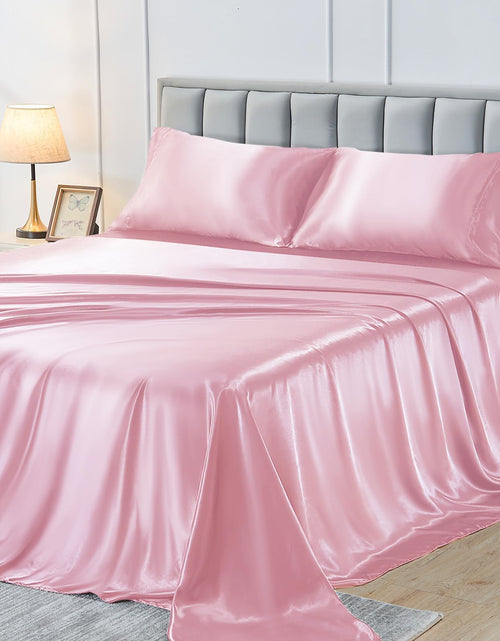 Charger l'image dans la visionneuse de galerie, Sasttie Satin Sheets Queen Size Pink Satin Bed Sheets Queen Silky Sheets Queen Size Bed Set Satin Queen Sheet Set Includes 1 Flat Sheet 1 Fitted Sheet and 2 Pillowcases
