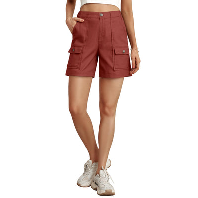 Lepunuo Womens Hiking Cargo Shorts Stretch Golf Active Shorts Outdoor Summer Shorts with Pockets Tomato Red