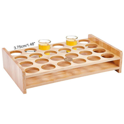 NBEADS 24 Shot Glass Holder Hole: 1.47 Inch Shot Glass Tray Bamboo Shot Glass Serving Tray Shot Glass Storage Shot Glass Display Bar Accessories for Party Bar Club Bar Family Gathering