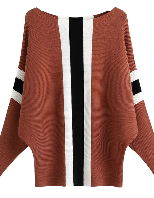 Load image into Gallery viewer, FULIER Boat Neck Batwing Sleeves Dolman Knitted Sweaters and Pullovers Tops for Women One Size (Camel-2)
