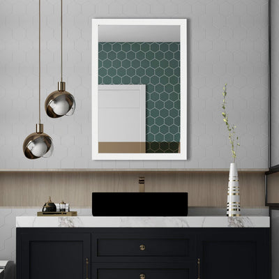 Ruomeng Rectangular Wall Mirror 24" x 36" for Bathroom Bedroom Entryway Living Room White