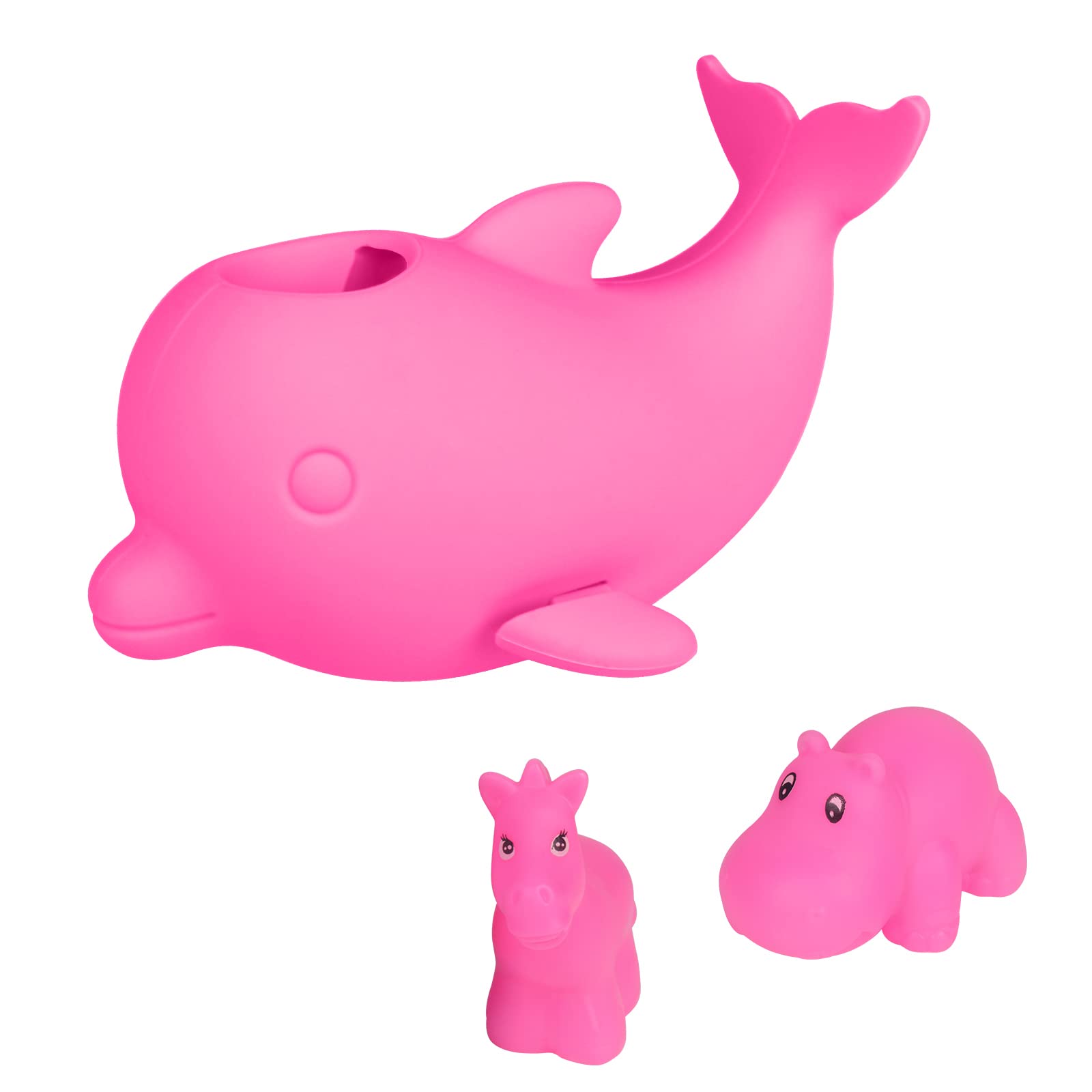 Bath Spout Cover - Faucet Cover Baby - Tub Spout Cover Bathtub Faucet Cover for Kids -Tub Faucet Protector for Baby - Silicone Spout Cover Pink Dolpine - Kids Bathroom Accessories - Free Bathtub Toys