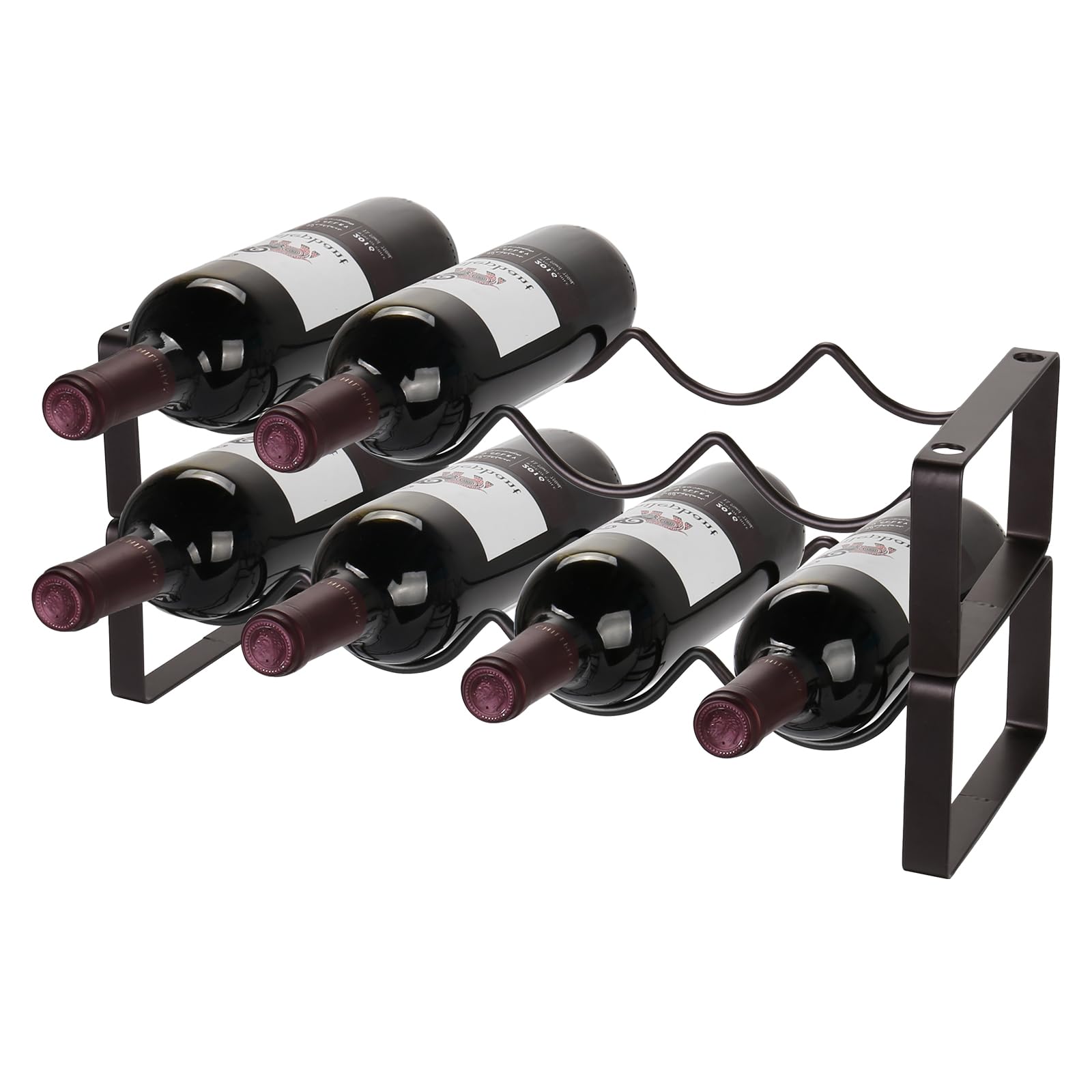 Stackable Wine Rack Countertop 8 Bottles 2 Tier Wine Cabinet Counter Wine Rack Holder and Storage Metal Wine Bottle Holder Freestanding for Cabinet