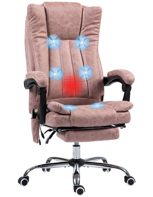 Charger l'image dans la visionneuse de galerie, Vinsetto 6 Point Vibration Massage Office Chair High Back Computer Chair with Heat Adjustable Height Reclining Backrest and Retractable Footrest Pink
