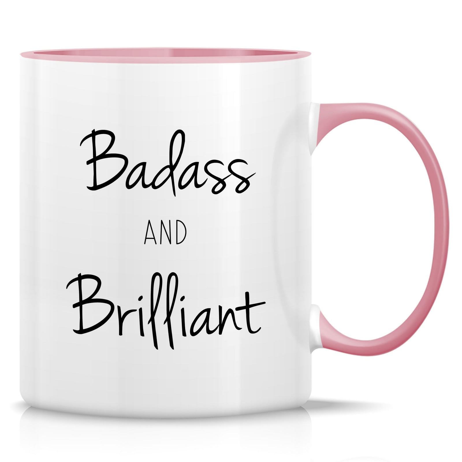 Taza divertida Retreez - Jefa fuerte e inteligente feminista de 11 oz. Tazas de café de cerámica - Regalos divertidos, sarcásticos, motivacionales e inspiradores para cumpleaños - Taza blanca con asa e interior rosa