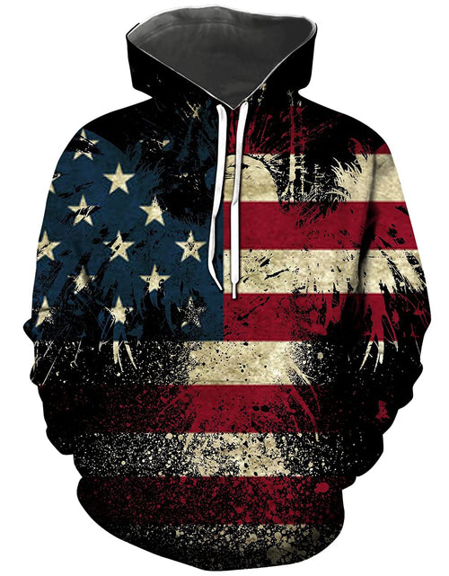 Charger l'image dans la visionneuse de galerie, Hisayhe Mens American Flag 3D Print Hoodie Casual Funny Hooded PulloverColour14XL
