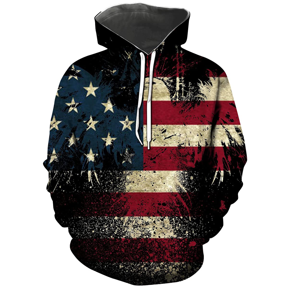 Hisayhe Mens American Flag 3D Print Hoodie Casual Funny Hooded PulloverColour14XL