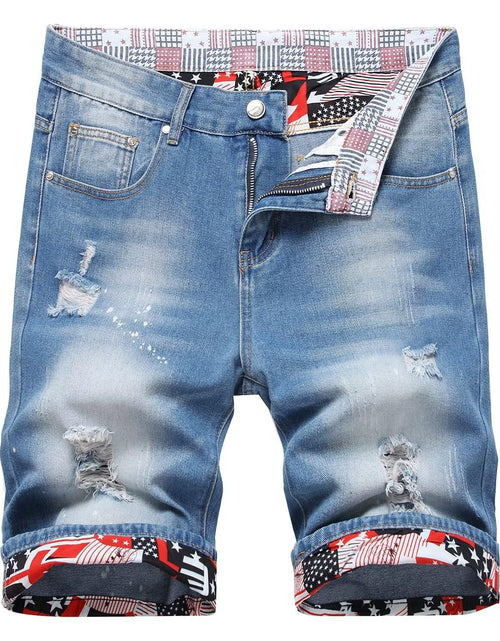 Cargar imagen en el visor de la galería, HENGAO Mens Jean Shorts Ripped Distressed Destroyed Slim Fit Denim Shorts for Men 666 40
