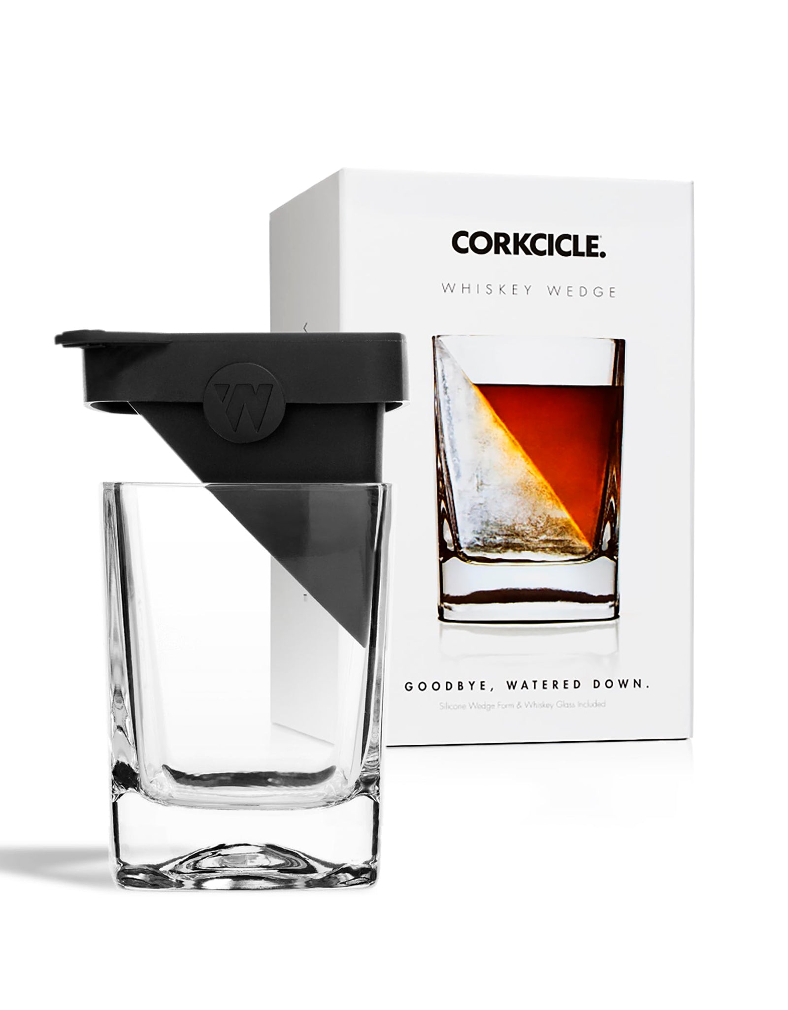 Corkcicle Premium Whiskey Wedge Old Fashioned Glass with Silicone Mold 9 oz – Perfect for Chilling Whiskey Tequila Mocktails and More – Ice Wedge Melts Slowly to Retain Drinks Full Flavor