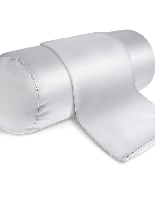 Load image into Gallery viewer, Prasacco 2 Packs Round Neck Pillow Covers 16 x 5.9 Inch Neck Roll Pillow Case Bolster Pillow Cover with Hidden Zipper Silk Cylinder Pillow Covers Soft Bolster Pillowcases for Neck Roll Pillow
