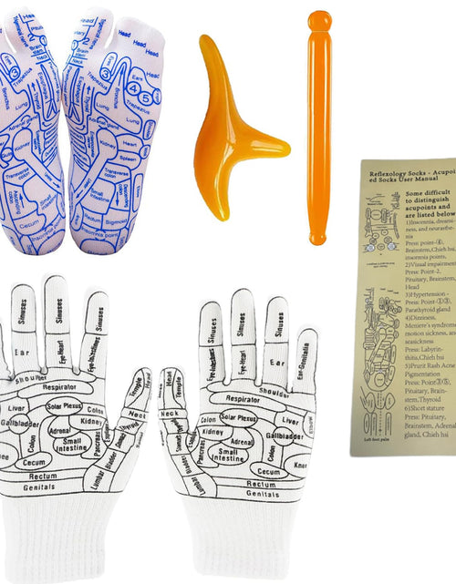 Load image into Gallery viewer, ACKNOUR Reflexology Socks and Gloves Tool Set Hand Spa Reflexology Tools Massage and Foot Massage with Massage ToolRelief Remedy for Foot and Hand Massage for Women
