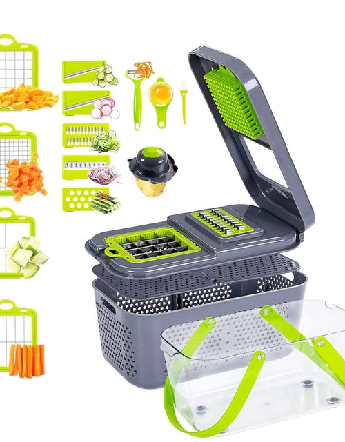 Cargar imagen en el visor de la galería, Miibox 22 in 1 Vegetable Cutter with Container Veggie Choppers and Dicers Food Chopper Cutter for Onion Tomato Multi Kitchen Tool with Lemon Squeezer -13 Blades
