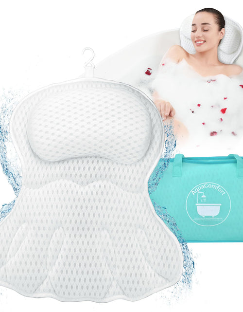 Cargar imagen en el visor de la galería, AquaComfort - Almohada de baño - Almohada para bañera para soporte de cabeza, cuello y espalda - Almohadas de baño de lujo para bañera - Cojín de respaldo y almohada para adultos para bañera - Respaldo para bañera
