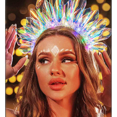 JONKY Diadema luminosa LED con corona para el pelo, accesorios de fiesta rave para mujer