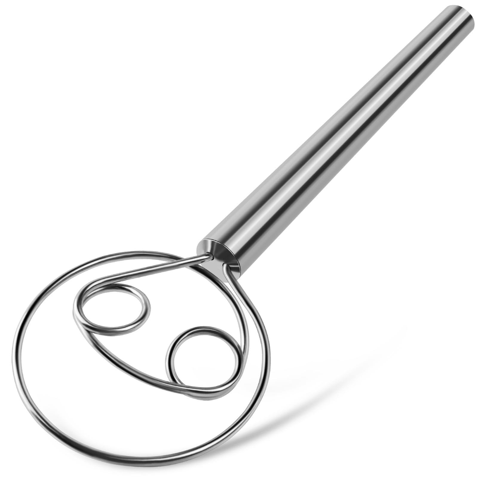 TEEVEA Danish Dough Whisk - Bread Whisk with Stainless Steel Dough Hook - Traditional Dutch Whisk - Dough Mixer & Bread Making Tools & Sourdough Bread Baking Supplies