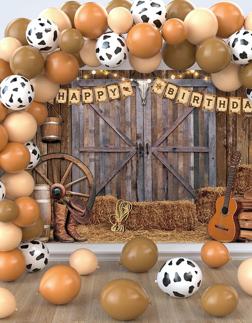 Load image into Gallery viewer, Jumpama Cowboy Birthday Party Decorations Western Birthday Party Supplies 65Pcs Cowboy Balloons and 1Pcs Western Birthday Backdrop for Cowboy Rodeo Birthday Party Country Western Baby Shower
