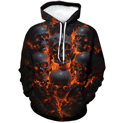 TiwBski Mens Novelty Skull Print Hoodies Sweatshirt Pullover with PocketOrange2L
